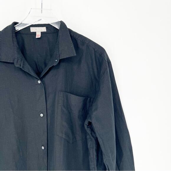 J.Crew Relaxed Fit Linen Blend Pajama Top L Black - Picture 3 of 6